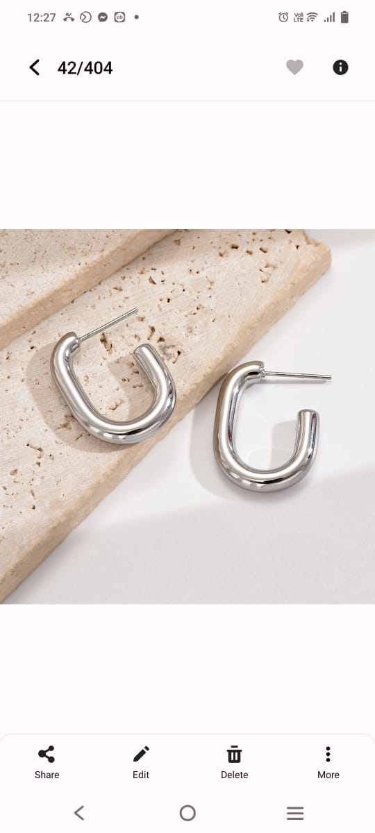 Stainless Steel Chunky Silver Hoops Earrings | Water proof