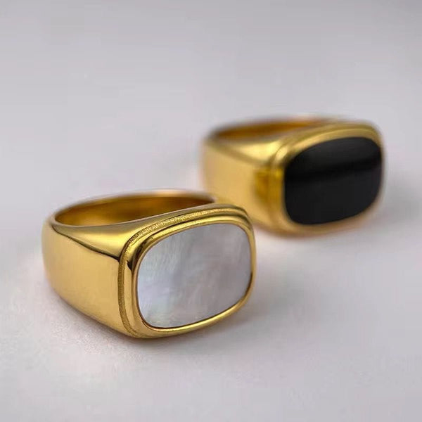 Ramsey Signet Black & White – Bold & Masculine Stainless Steel Statement