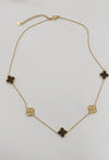 Luxe Black And Gold 5 Motifs Clover Neckless | Water Proof
