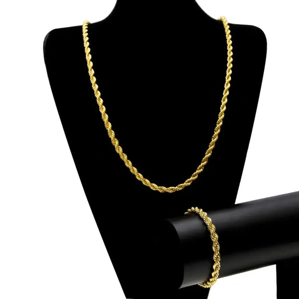 Gold Plated Twisted Bracelet And Neckless | Water Proof | Anti-Tarnish
