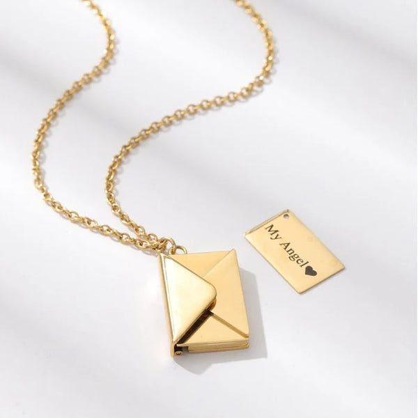 Envelope Named Necklace - Gold Plated & Stainless Steel