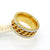 Stainless Steel Gold Plated Spinner Ring with Chain Link and Cubic Zirconia