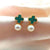 Clover Pearl Green Earrings
