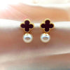 Clover Pearl Black Earrings