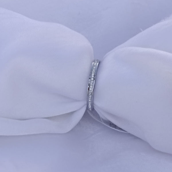 Stainless steel Silver minimal zircon band ring