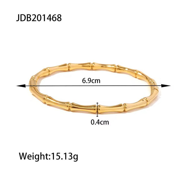 18K Gold Filled Round Beaded Bangle | Stainless Steel