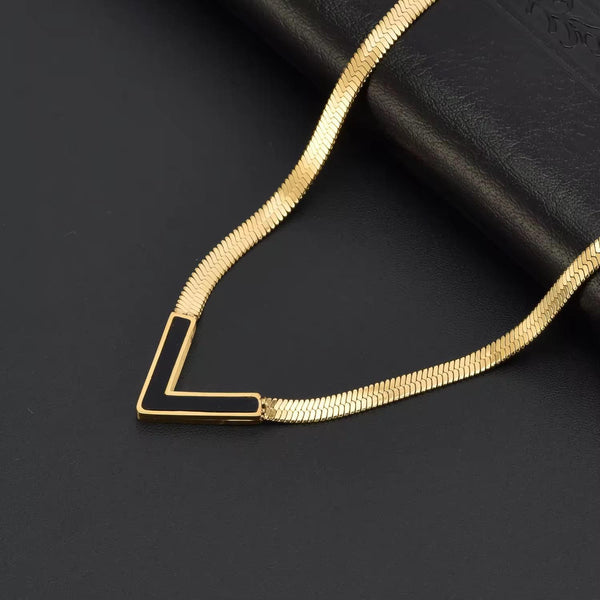 Golden Gilded V Chain Black | Stainless Steel