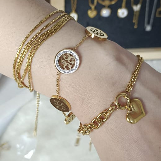 Heart Charm Stainless Steel Bracelet