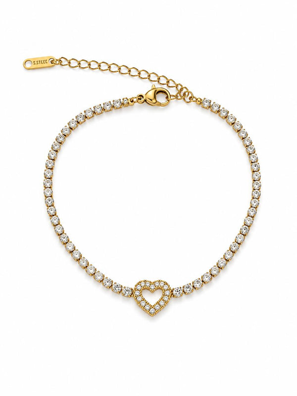 Full Zirconia Tennis Heart Bracelet