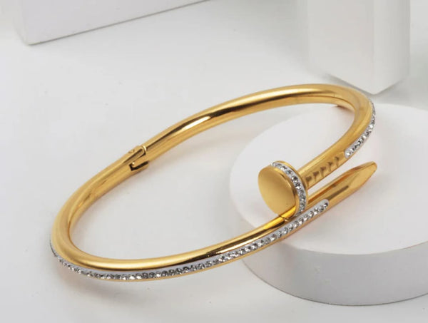 Stainless Steel CTR Premium Stone Studded Nail Handcuff For Girls And Women's