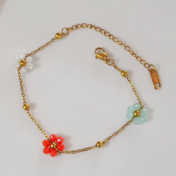 Multi Color Crystal Flower Bracelet