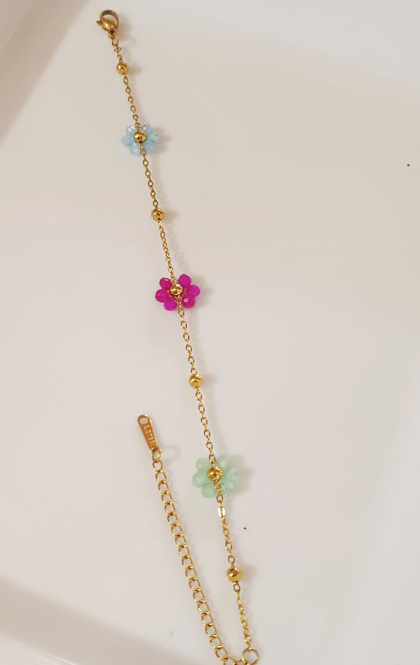 Multi Color Crystal Flower Bracelet