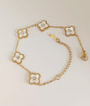 White Stainless Steel Clover Studded Bracelet