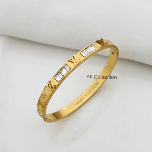 Stainless Steel Brand Inspired Bangle -Water Proof & Gold Plated