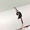 Rose Gold Stainless Steel Stone-Studded Swan Bangle