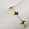 Classic Black Four Leaf Link Bracelet for Women Girls