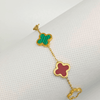 Multi Color Classic Four Leaf Link Bracelet for Ladies
