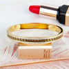Water Proof Hollow-out Wall pattern Stainless Steel 18K Gold Plated Bangle