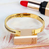 Water Proof Hollow-out Wall pattern Stainless Steel 18K Gold Plated Bangle