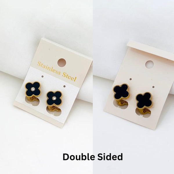 Cute Double Sided Ear Studs (Black & White) | Water Proof