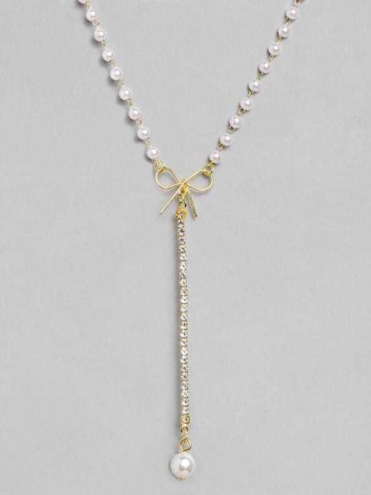 Graceful Bow Tassel Pearl Drop Pendant | Elegant Pearl Choker Necklace