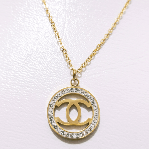 Stone Studded Golden Chain Pendant Necklace