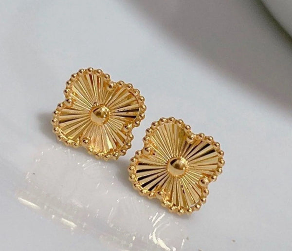Stainless Steel Gold Color Mini Clover Stud Earrings