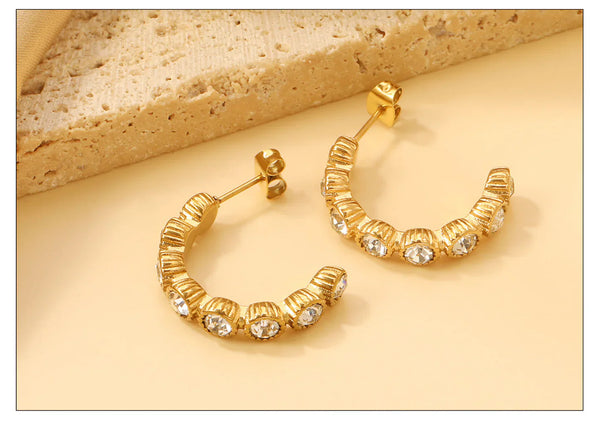 Water Proof Cubic Zirconia Gold Plated Earrings