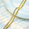 Stainless Steel Double Chain Bracelet with Sparkling Rhinestones