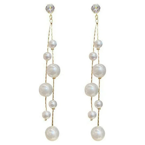Stainless Steel Pearl Double Layer Earrings
