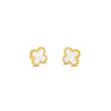 Trendy White and Gold Four Leaf Clover Stud Earring