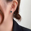 Trendy Black and Gold Four Leaf Clover Stud Earring