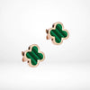 Trendy Green and Gold Four Leaf Clover Stud Earring