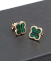 Trendy Green and Gold Four Leaf Clover Stud Earring for Girls