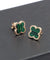 Trendy Green and Gold Four Leaf Clover Stud Earring for Girls