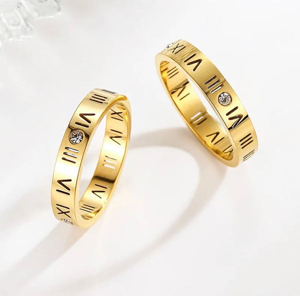 Roman Numerals Rings Stainless Steel