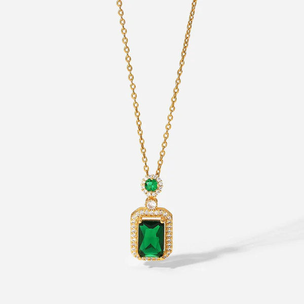 Luxury Stainless Steel Zirconia Pendant Necklace in 3 Different Colors