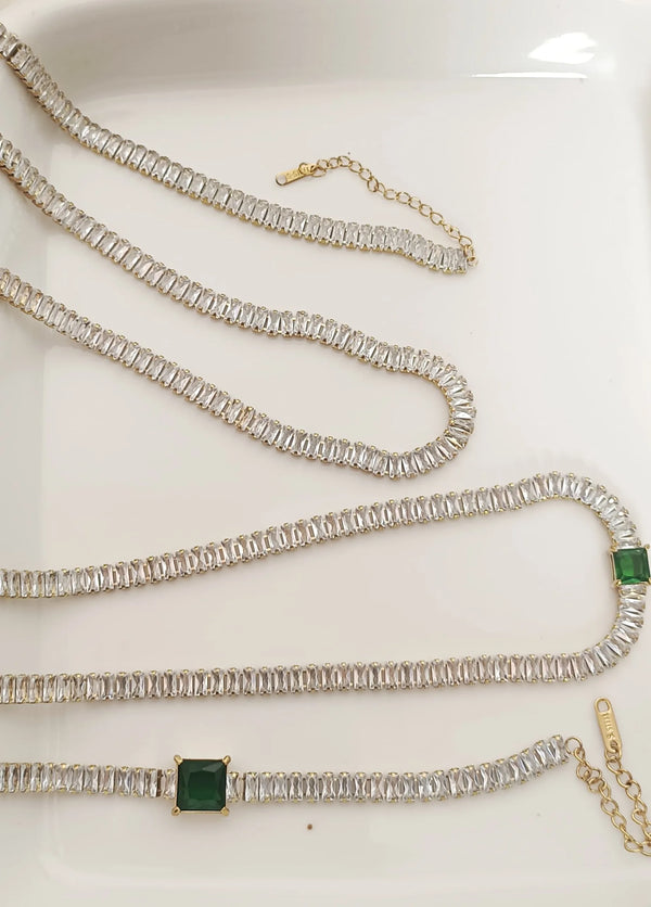 Emerald Tennis Necklace & Bracelet Set
