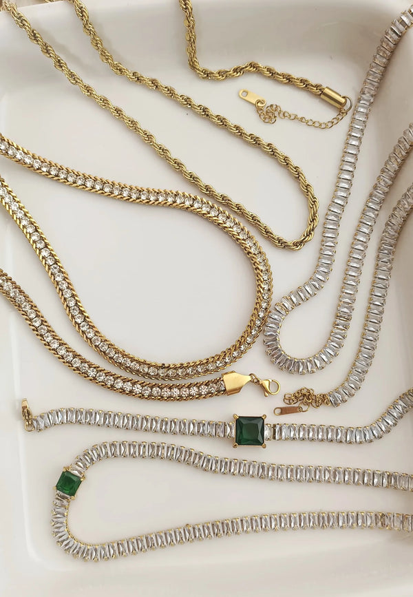 Emerald Tennis Necklace & Bracelet Set