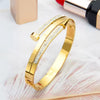 Water Proof Crystal Nail Design 18k Gold Plated Bangle