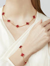 Luxury Never Fade Pendant Fashion Necklace Double Sided Bridal Necklace/Mala (Red)