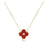 Red Clover Pendant Necklace Titanium Stainless Steel