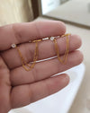 21 karat gold plated stainless steel double chain ring piercing