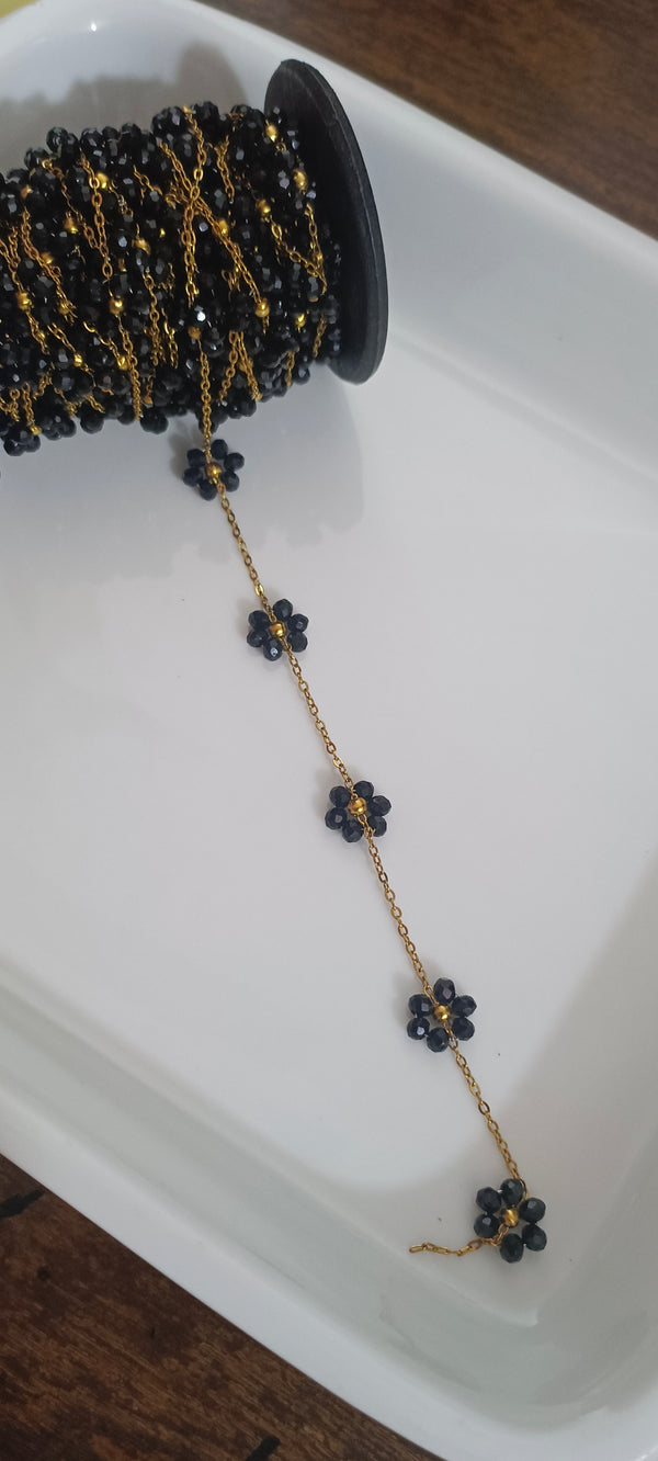 Black Crystal Flower Bracelet
