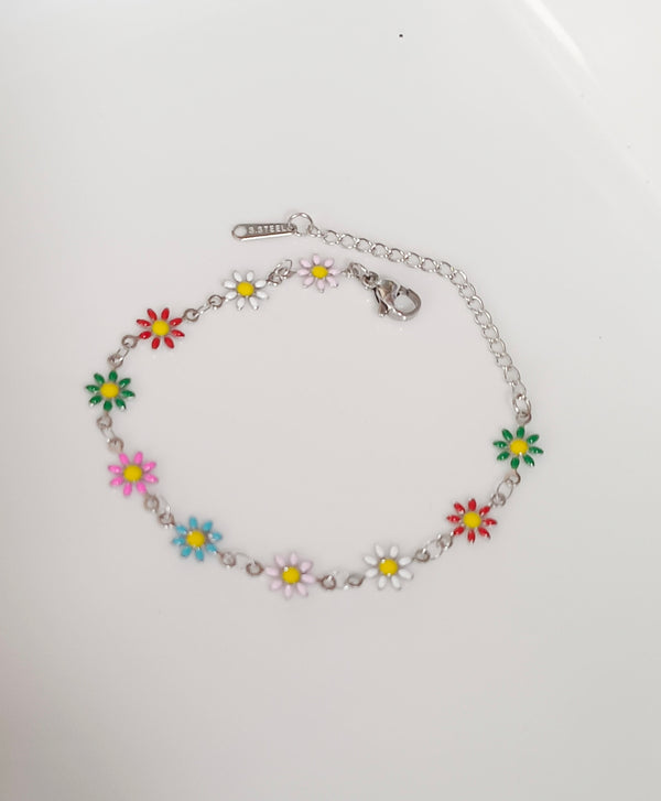 Multi Silver Daisy Bracelet