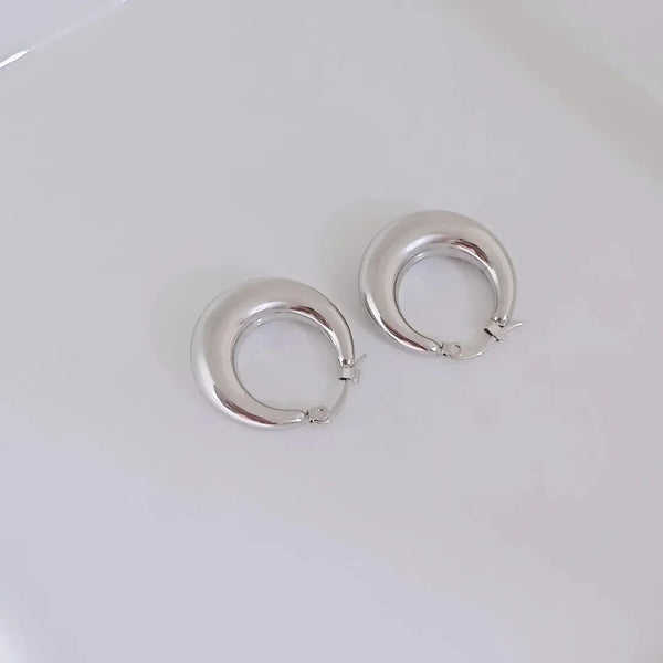 Moon Silver Hoops