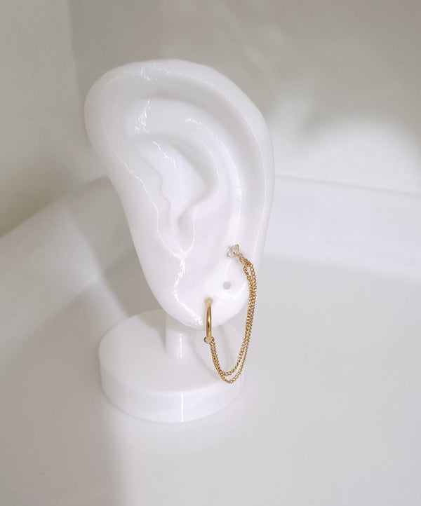 21 karat gold plated stainless steel double chain ring piercing
