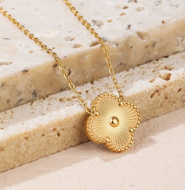 Classic Four Leaf Clover Gold Color Pendant Necklace