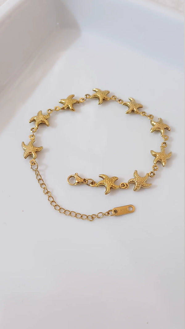 Gold Starfish Charm Bracelet