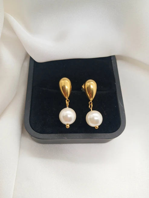 Stainless Steel Pearl Drop Earrings